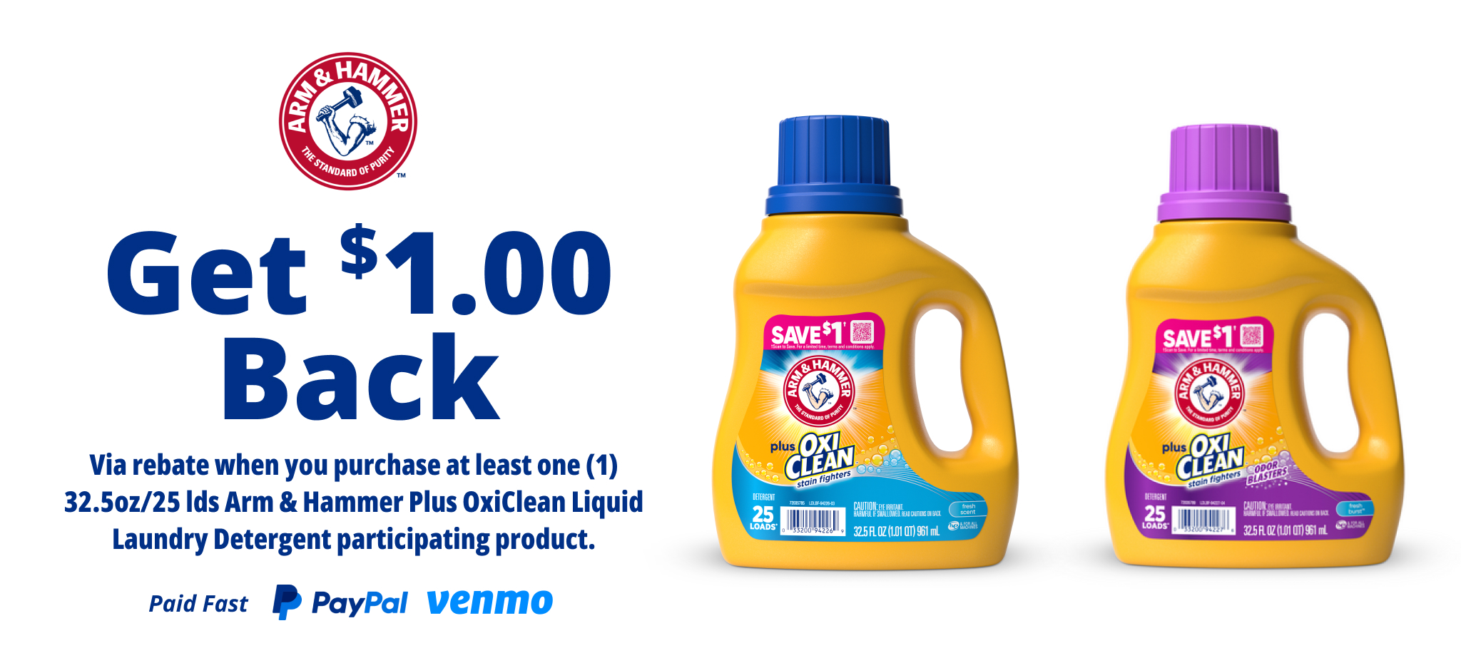 arm & hammer plus oxiclean stain fighters and odor blasters liquid laundry detergents 32.5 oz