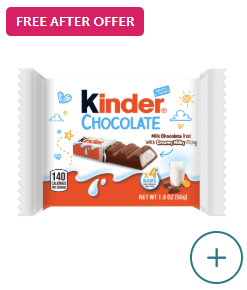 kinder chocolate bar 1.8 oz package free after ibotta rebate at walmart
