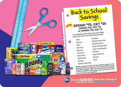 p&g brandSAVER back to school rebate